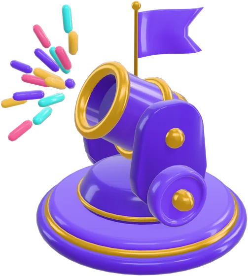 3D render of a confetti cannon